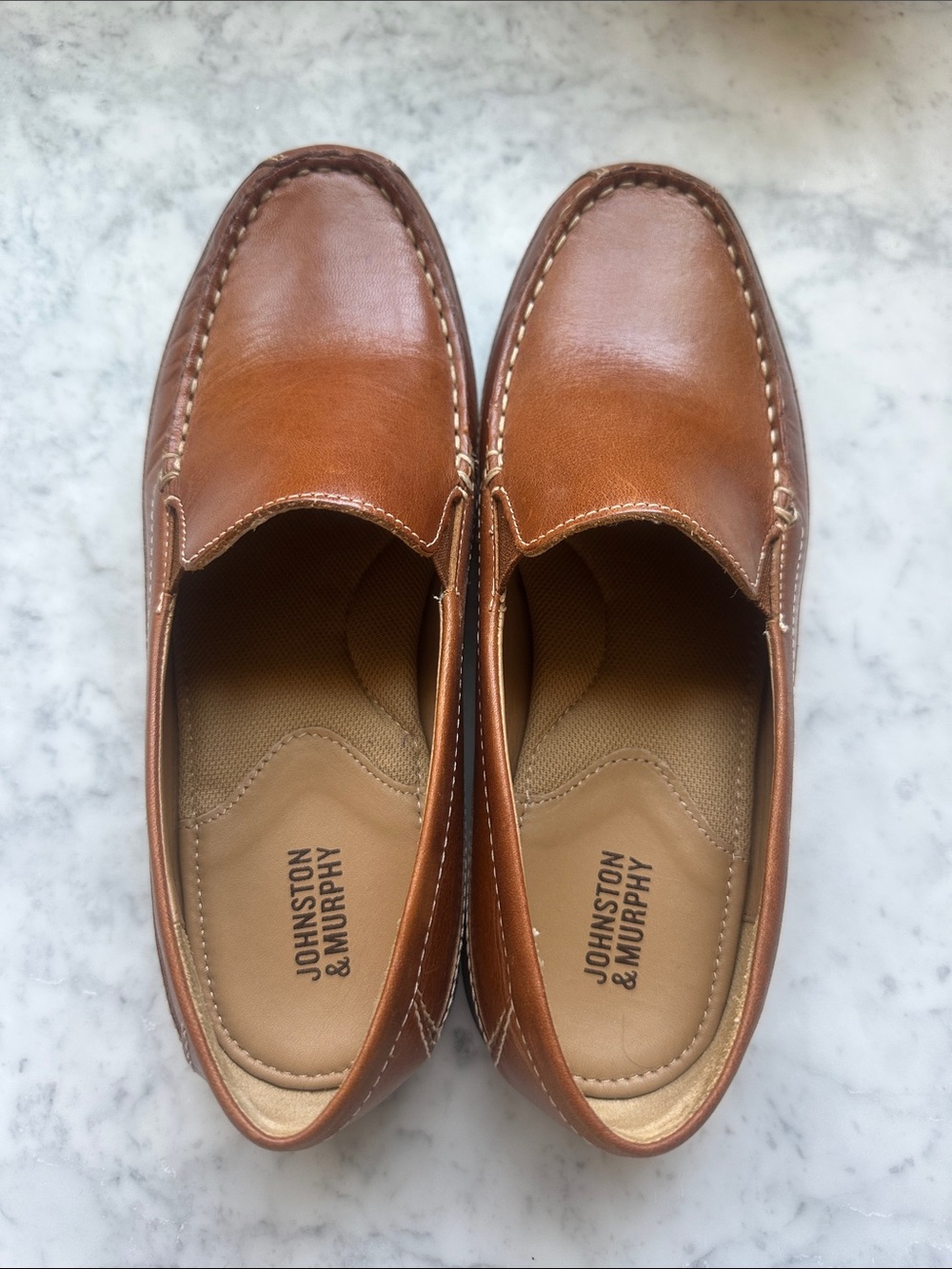 Johnston & Murphy Cognac Leather Slip-On Loafers